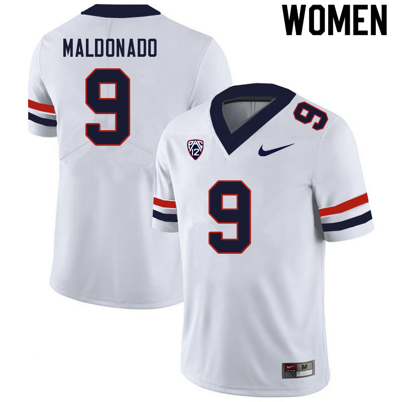 Women #9 Gunner Maldonado Arizona Wildcats College Football Jerseys Sale-White